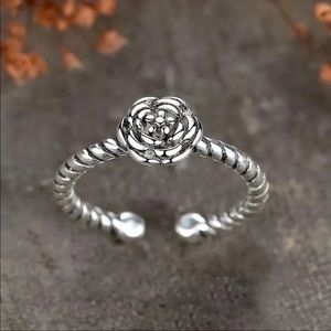Retro BOHO Floral Rose 925 Silver Ring